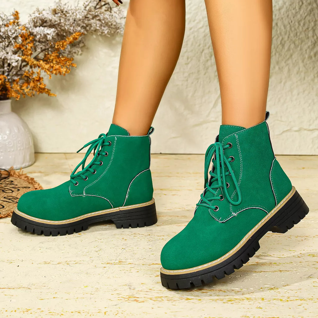 Round Toe Lace Up Boots