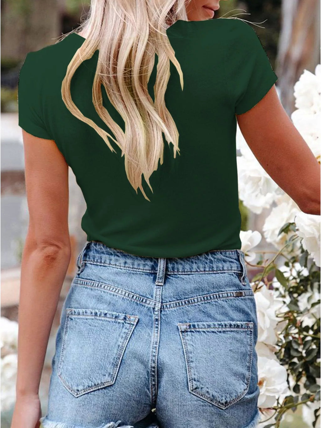 Full Size Casual V-Neck Button Detail T-Shirt Plus Size