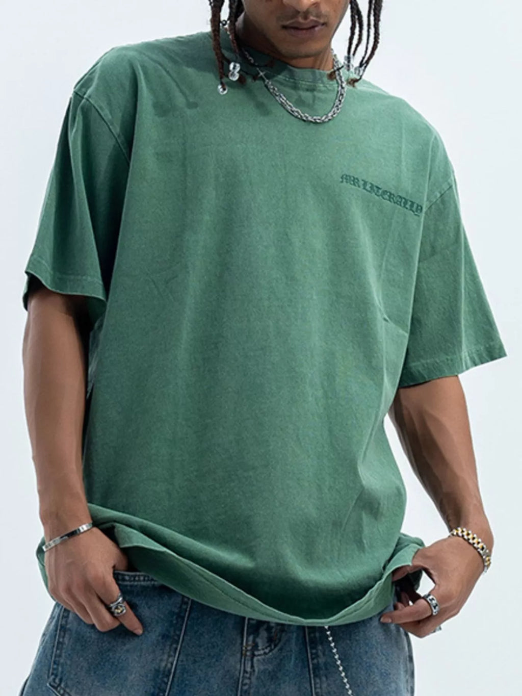 Men's Letter Round Neck Short Sleeve T-Shirt