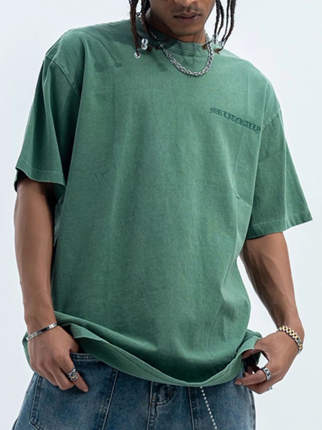 Men's Letter Round Neck Short Sleeve T-Shirt