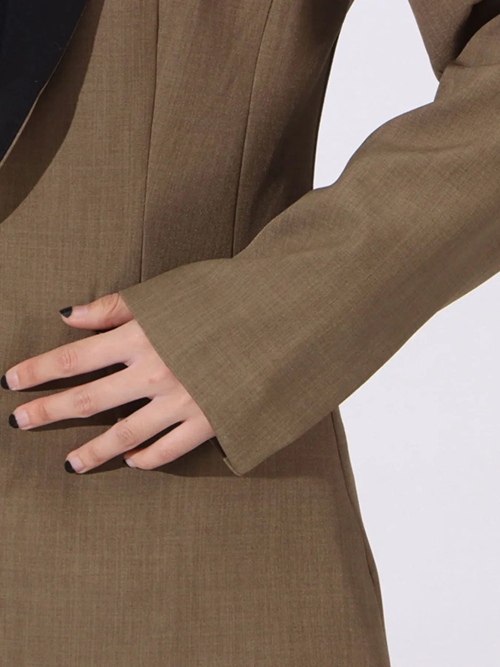 Contrast Lapel Collar Long Sleeve Blazer