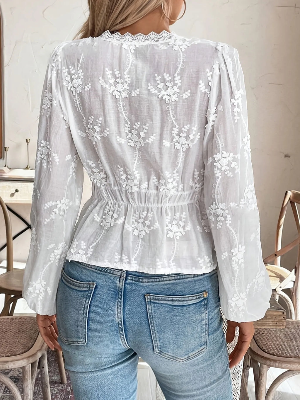 Lace Detail Button Up Shirt