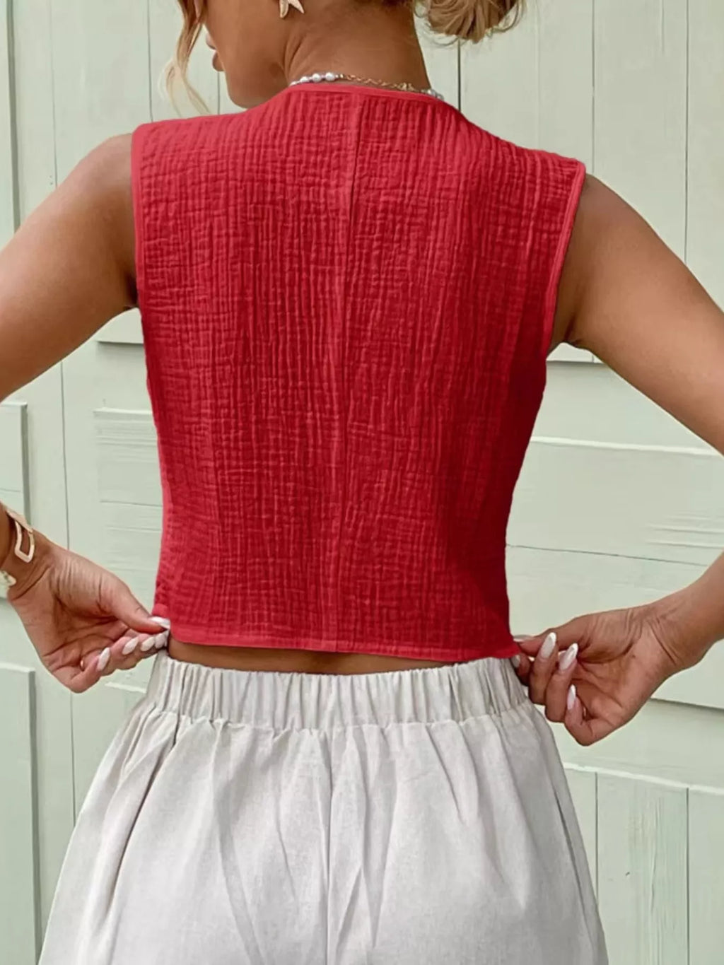 Textured Button-Front Vest