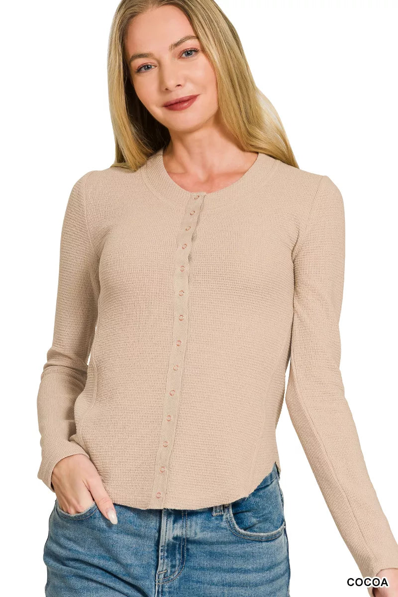 Zenana Double Knit Snap Button Shirts