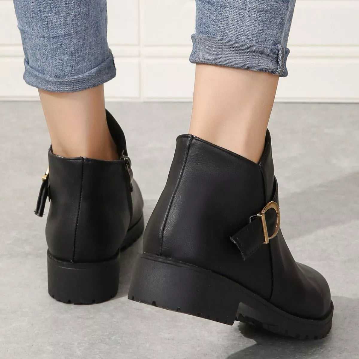 Round Toe Block Heels Boots
