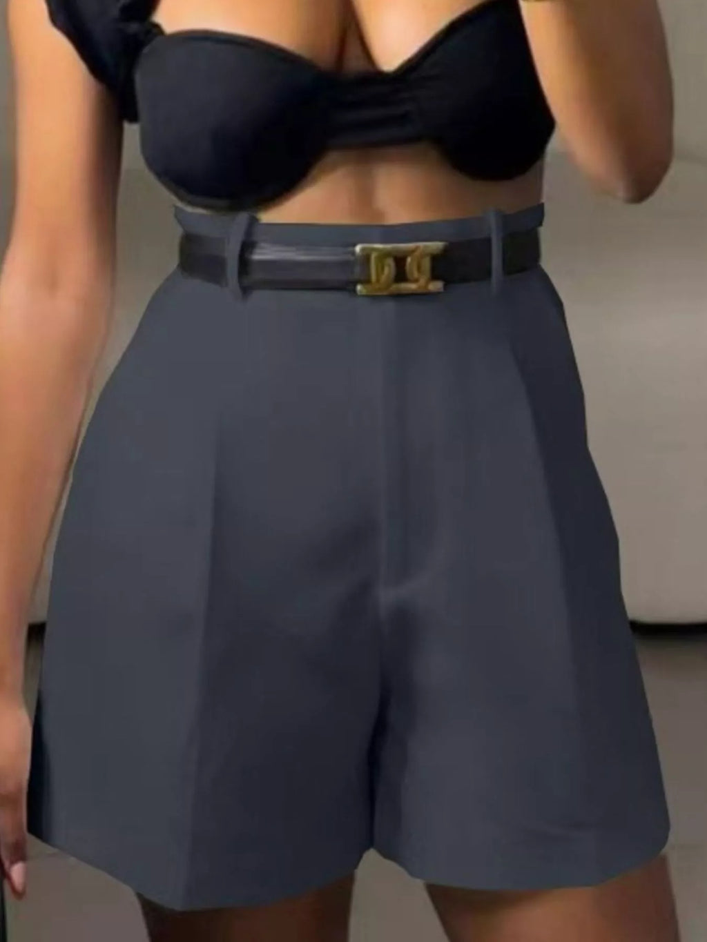 High-Waisted Pleated Shorts