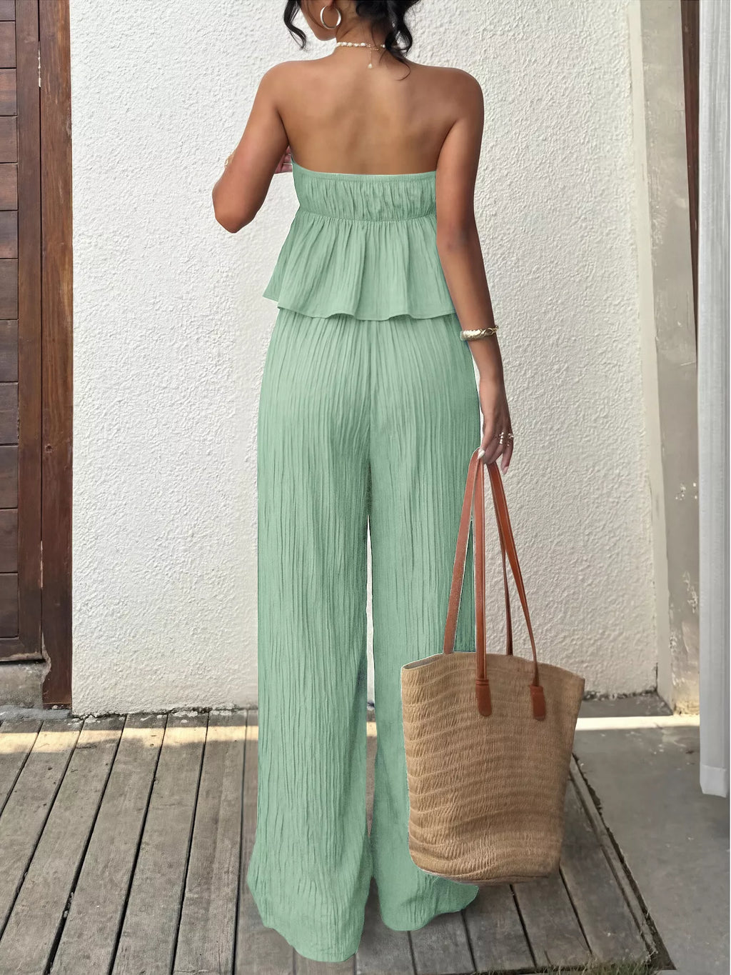 Tube Top and Wide-Leg Pants Set
