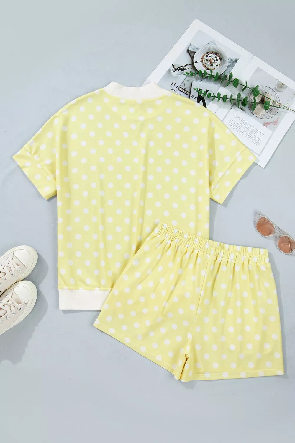 Polka Dot Short Sleeve Top and Shorts Set