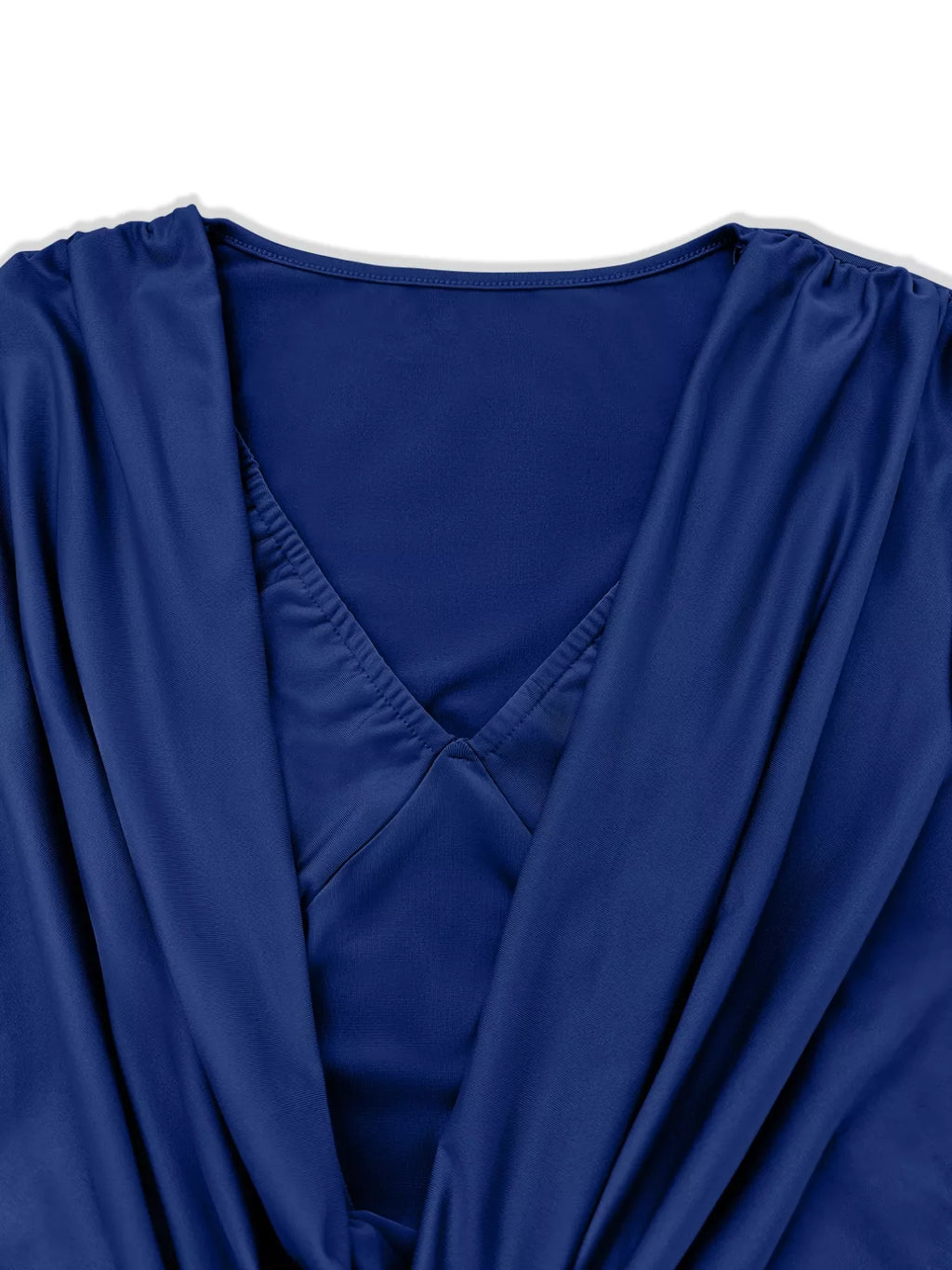 Draped V-Neck Long Sleeve Bodycon Mini Dress