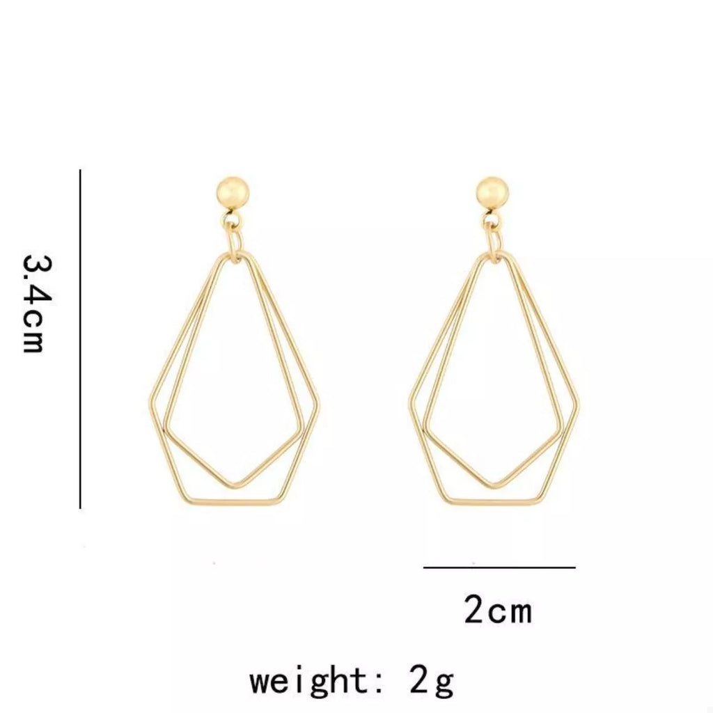 18K Gold-Plated Alloy Geometric Wire Drop Earrings