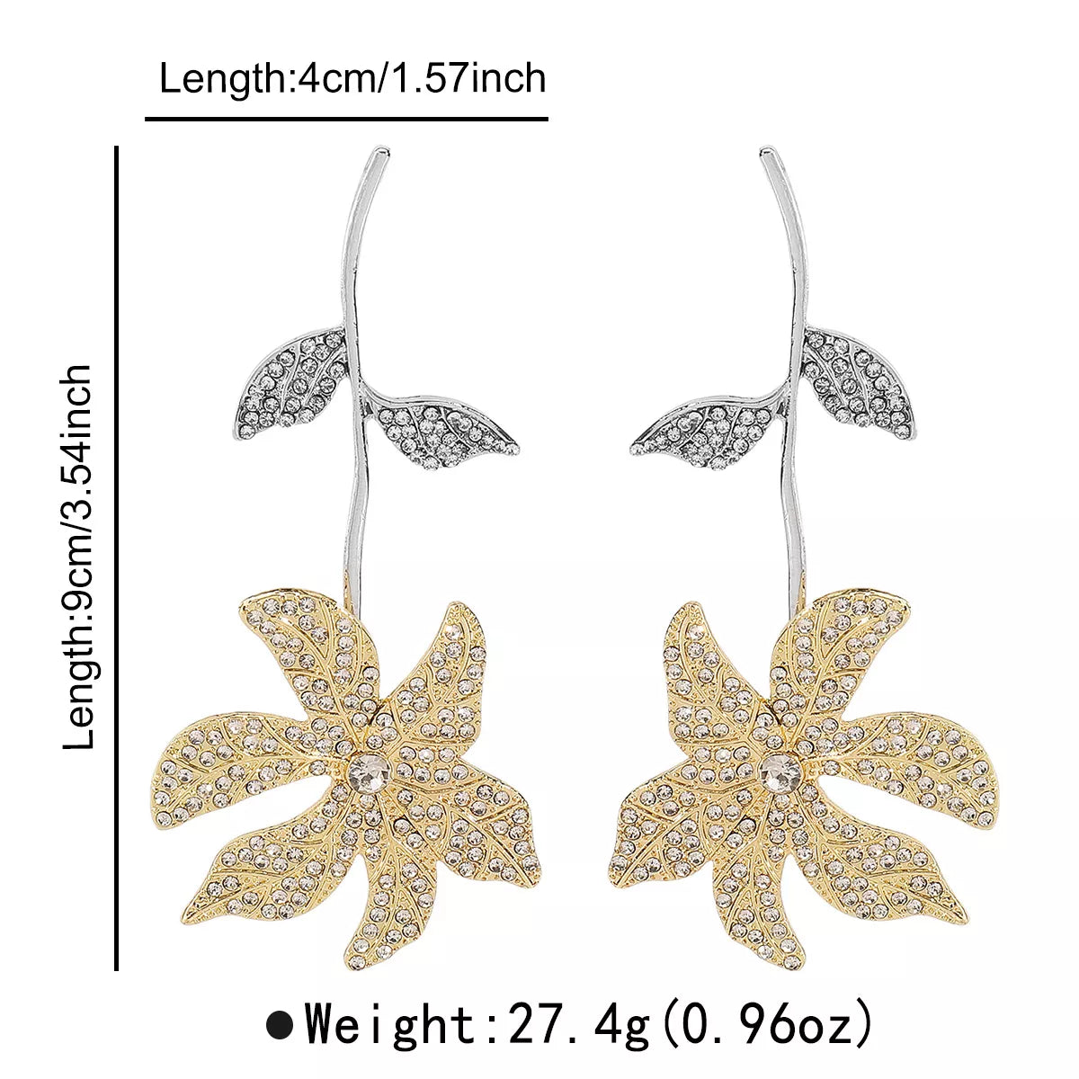 Rhinestone Flower Dangle Earrings