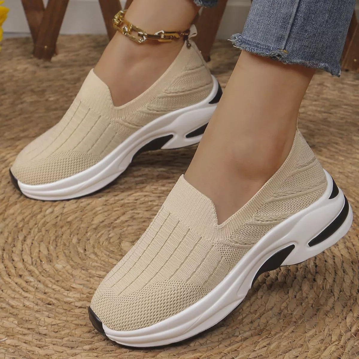 Round Toe Mesh Slip-Ons