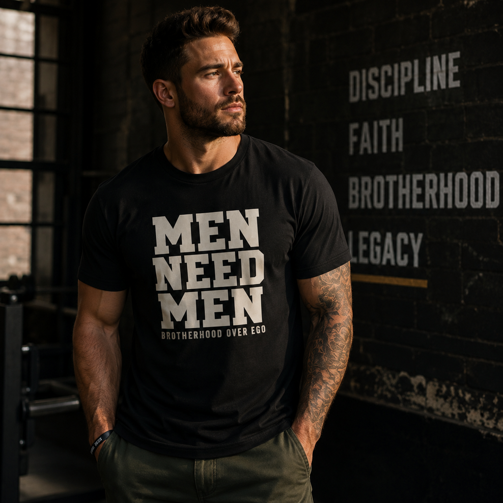 Men Need Men Tee — Brotherhood Over Ego