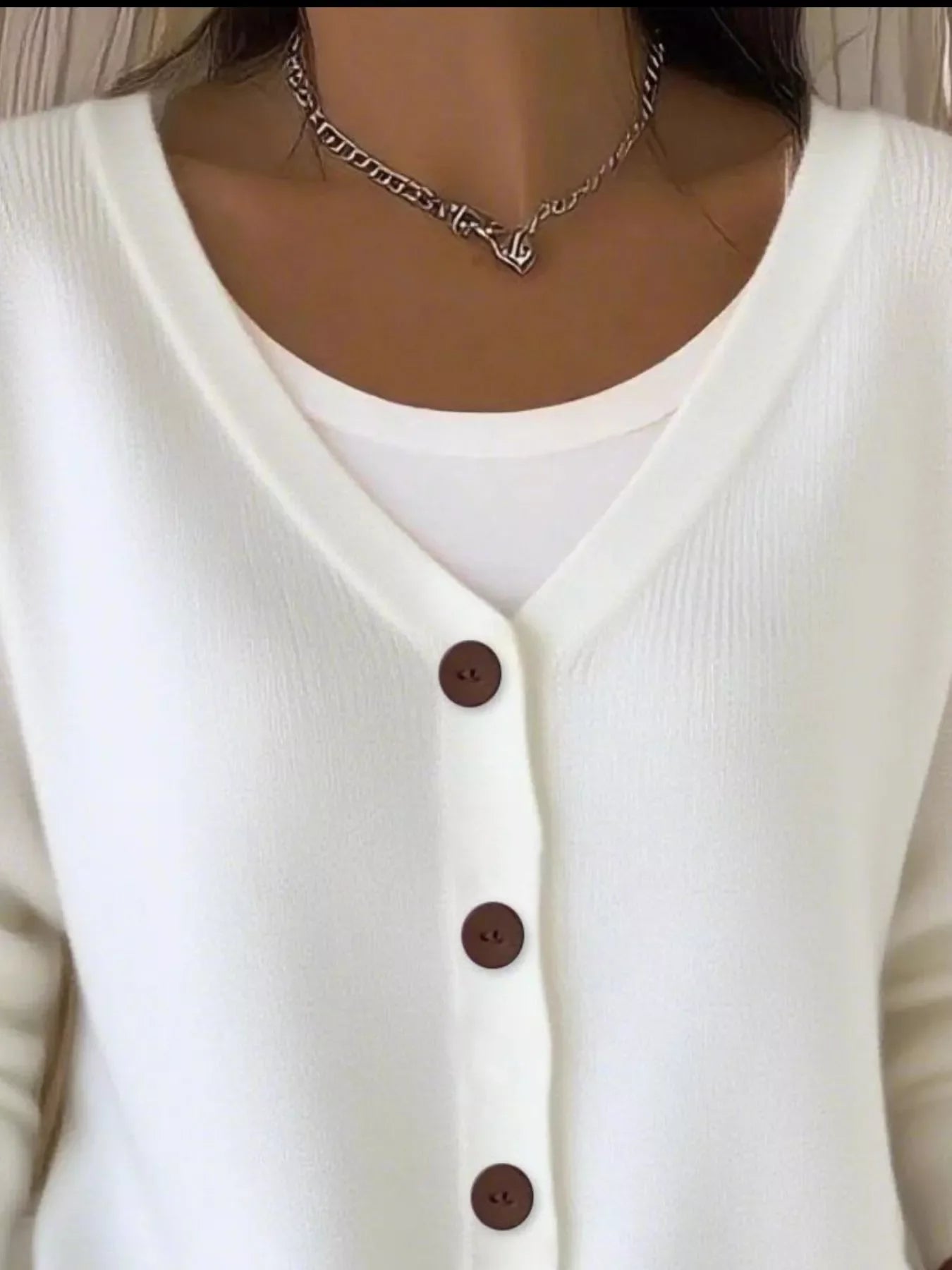 Full Size Button-Front V-Neck Cardigan Plus Size
