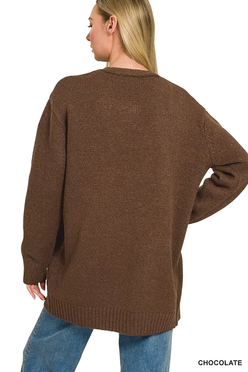 Zenana Open Front Sweater Cardigan