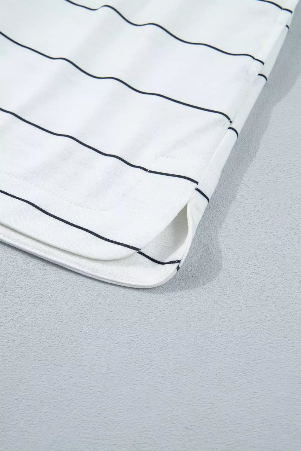 Stripe Half Sleeve Tee and Drawstring Shorts Set