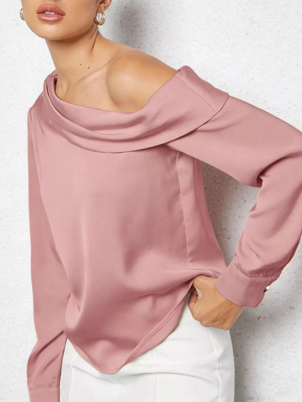 One-Shoulder Satin Blouse
