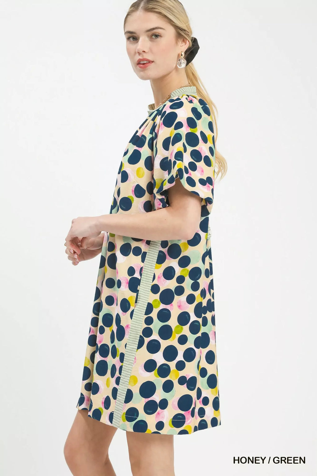 Umgee Polka Dot Print Tunic Dress