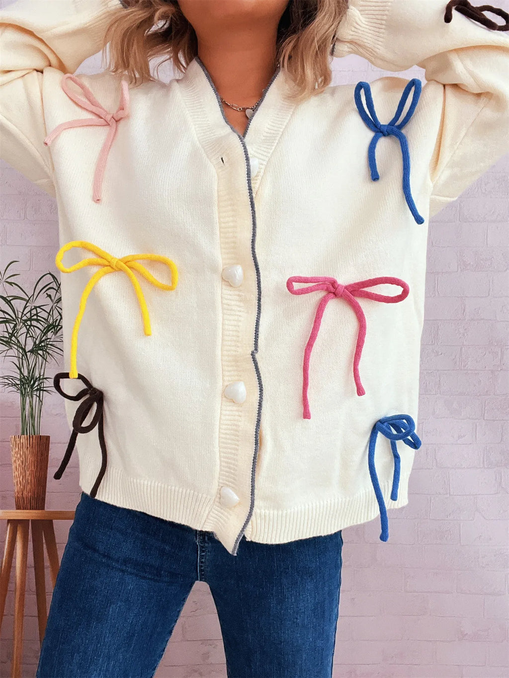 Bow Tie Button Up Cardigan