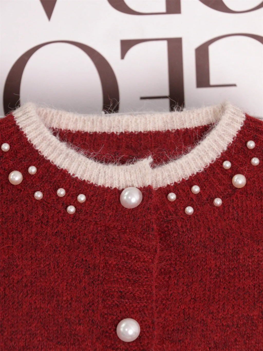 Pearl Embellished Button-Front Cardigan