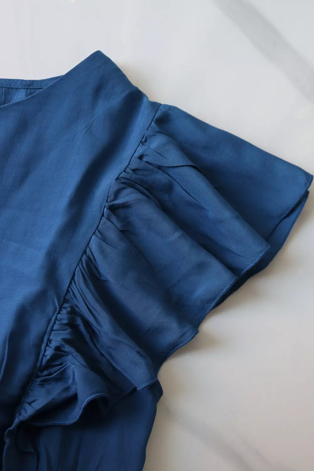 Ruffled Sleeve Tie Waist Midi Dress
