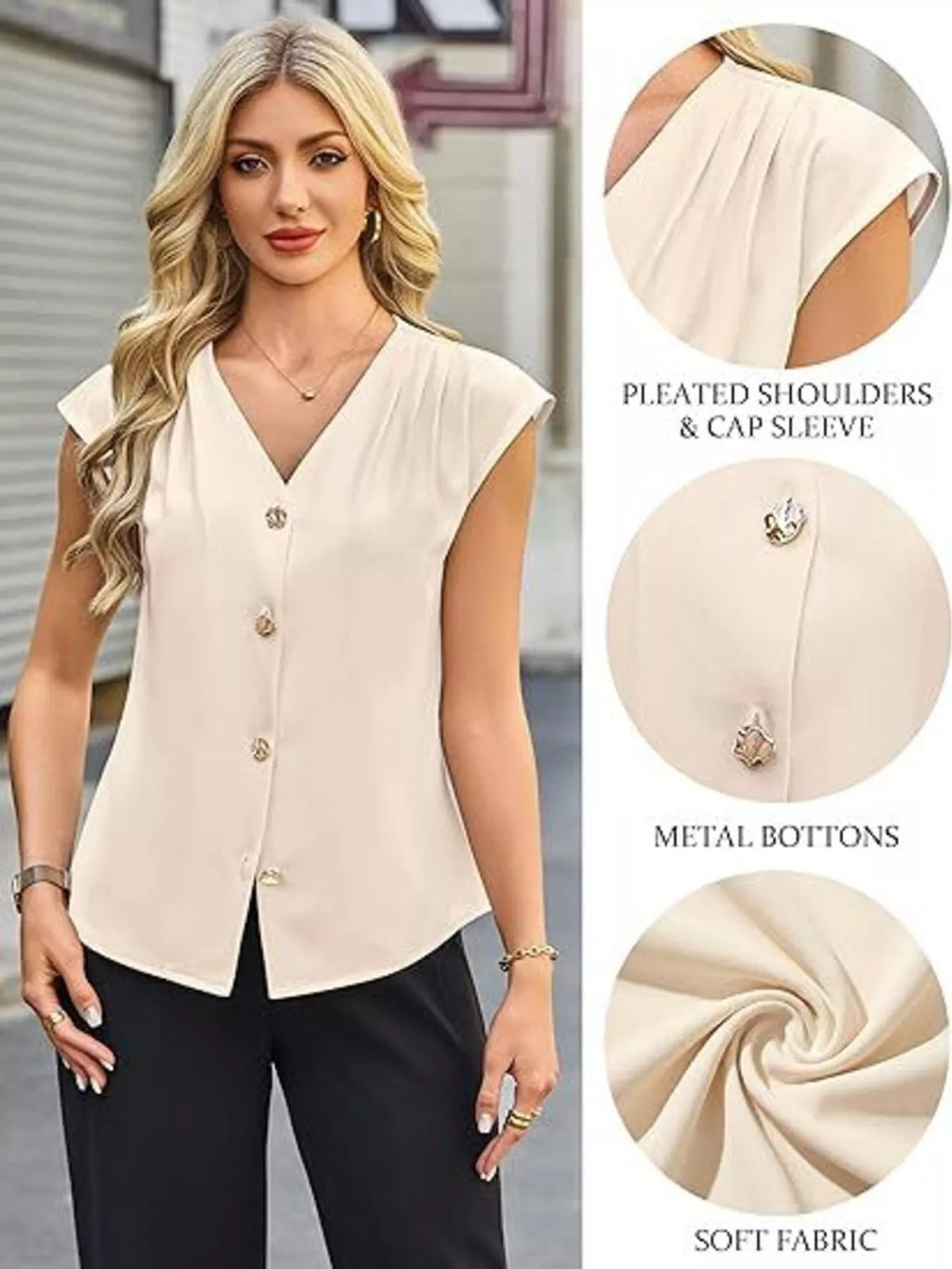 V-Neck Button-Down Shirt