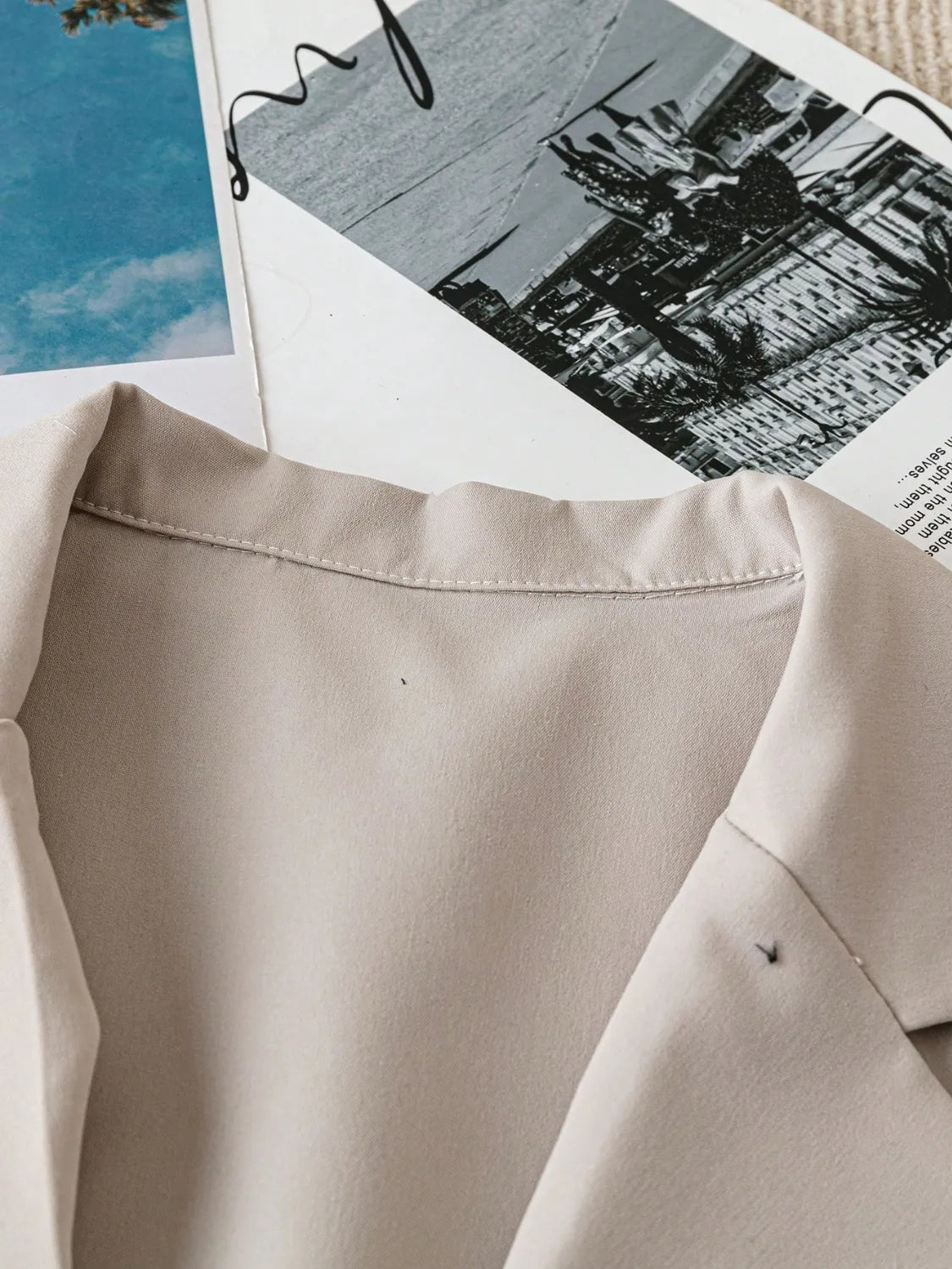 Short Sleeve Lapel Collar Solid Blazer
