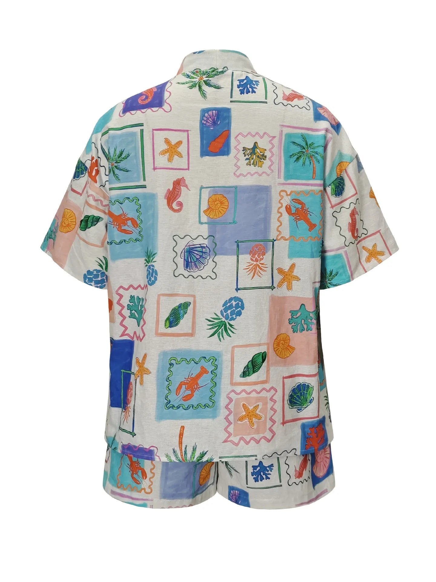 Printed Short Sleeve Shirt and Shorts Set