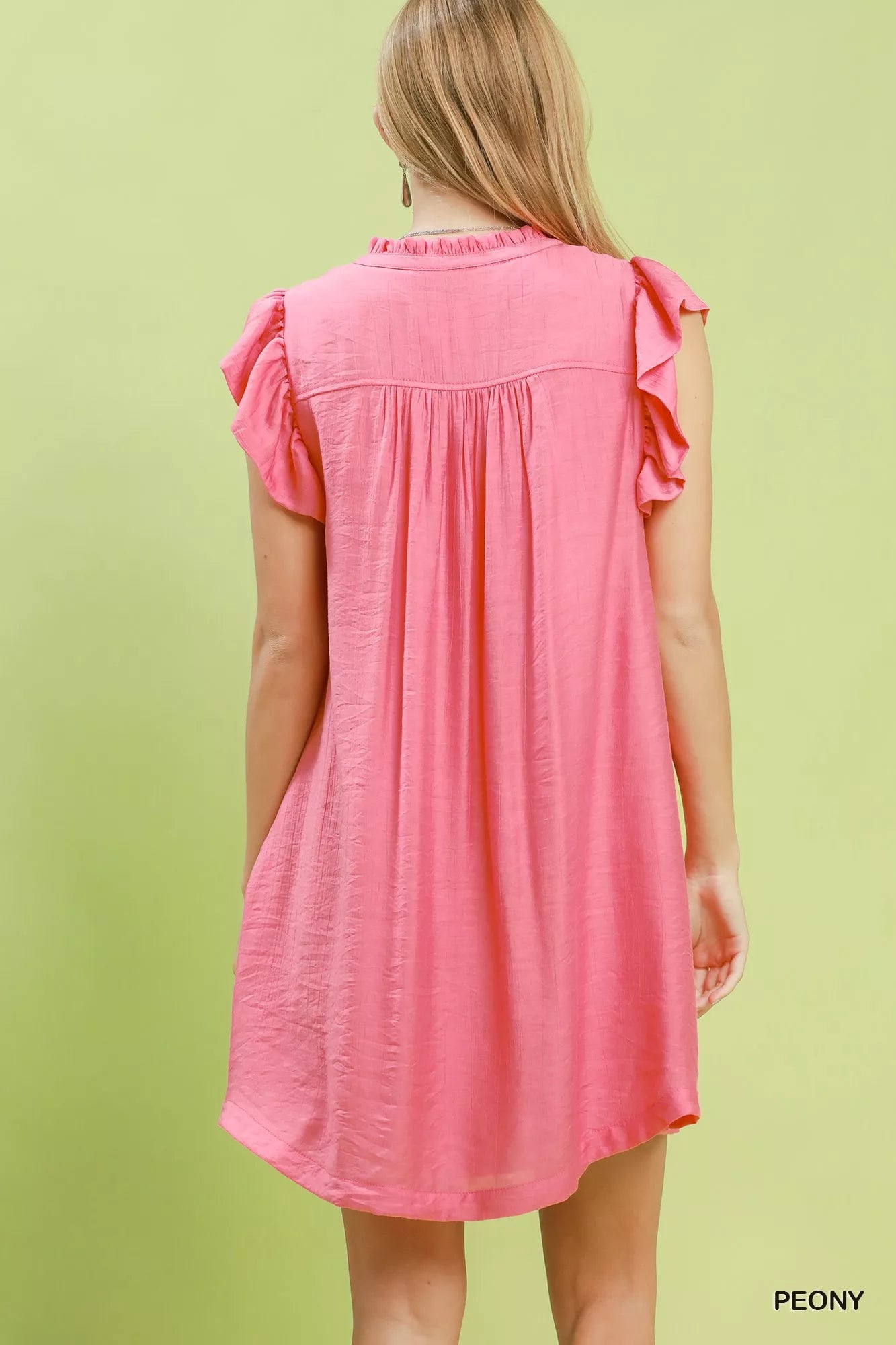 Umgee Ruffle Sleeve Henley Shift Dress