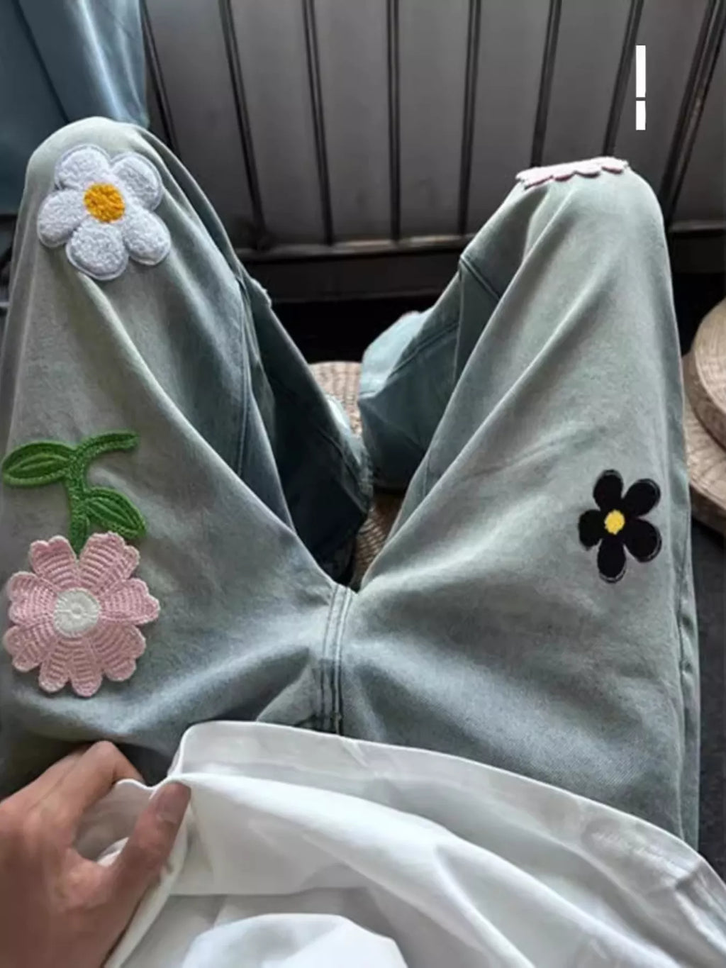Men's Full Size Floral Wide Leg Jeans Plus Size
