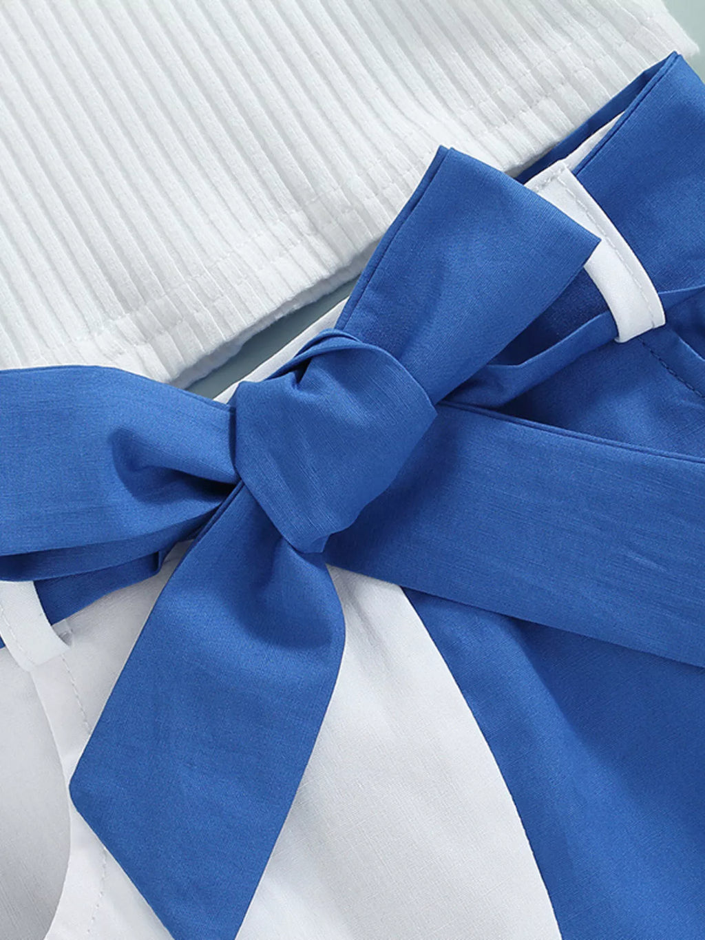 Children's Ribbed Knit Top & Bow Decor Skirt Set