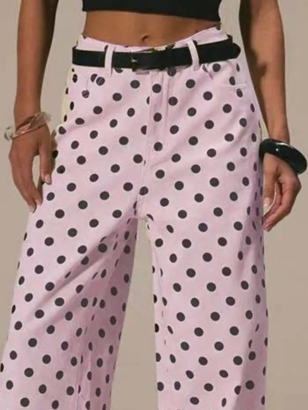 Polka Dot Wide Leg Jeans