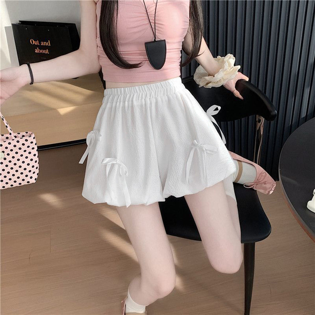 Bowknot High Waist Bubble Skirt