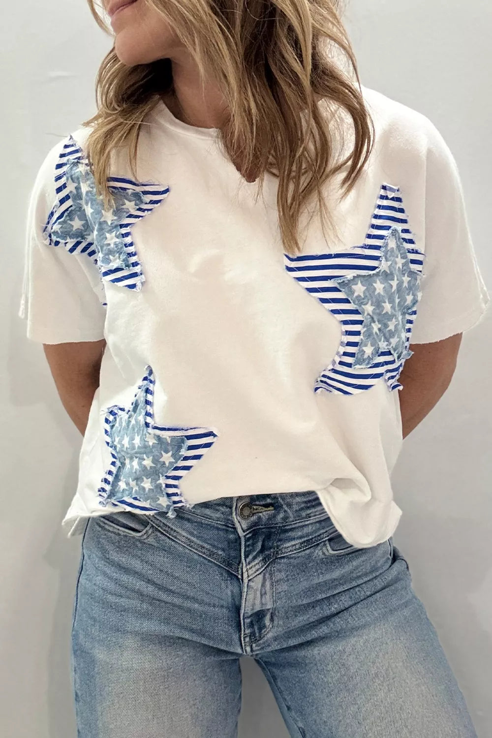 Patriot Star Patched Notched Neck Mineral Washed Tee
