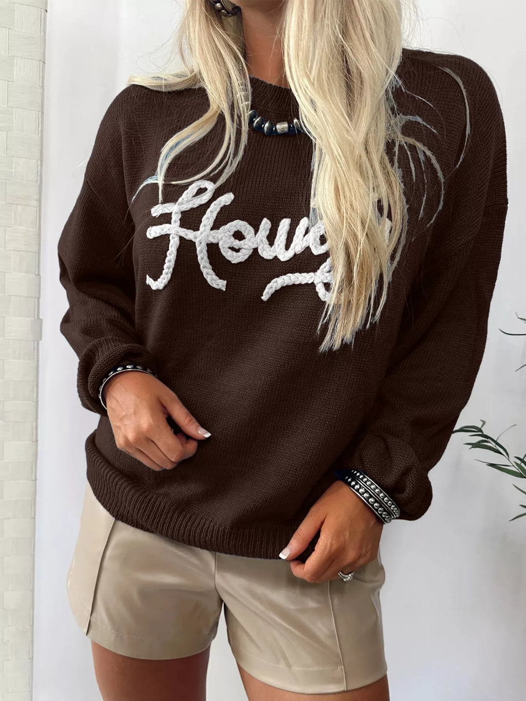 Howdy Embroidered Graphic Western Sweater