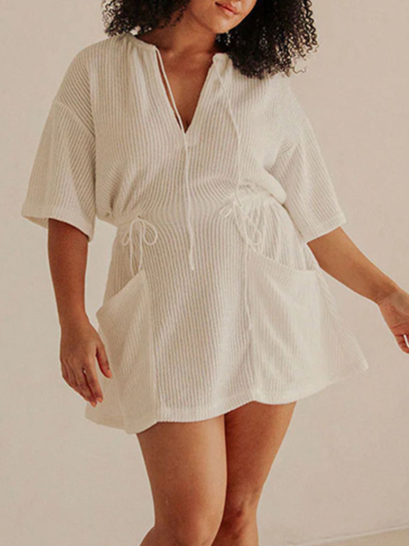 Relaxed Fit Half Sleeve Cover-Up Dress