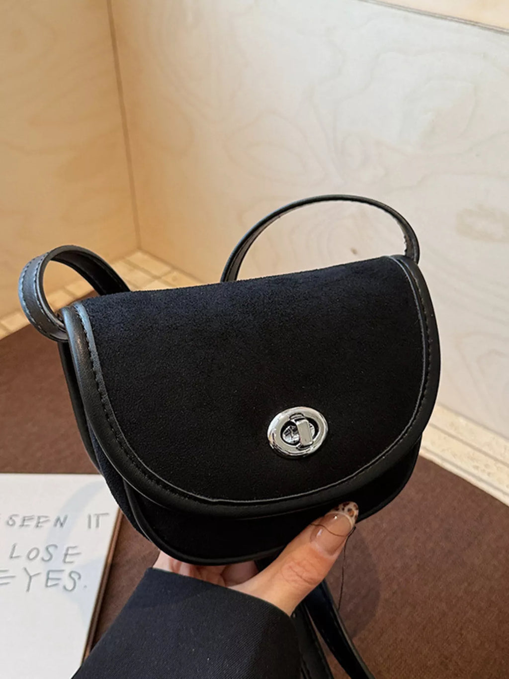 Suede Flap Crossbody Bag