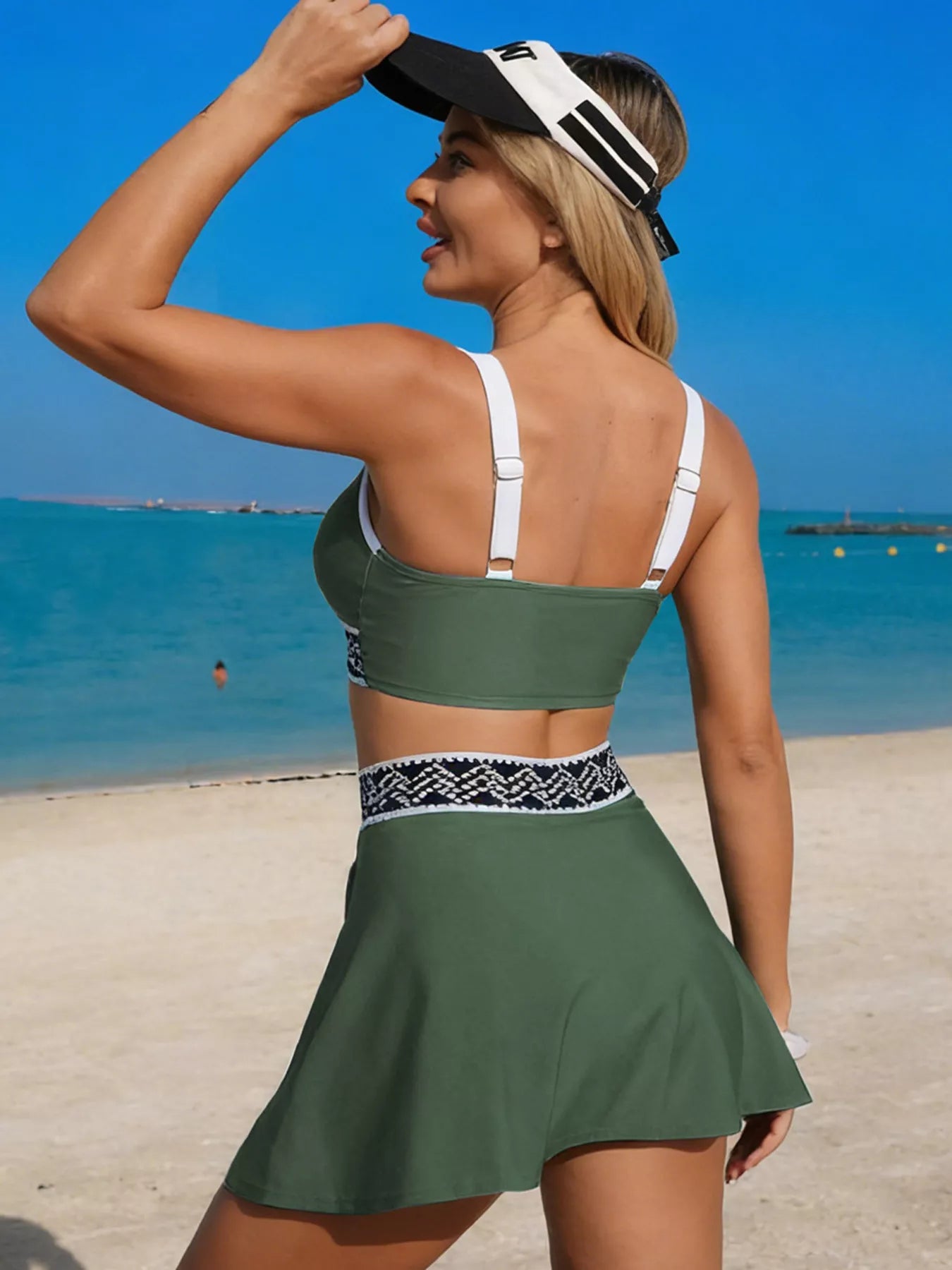 Contrast Trim Tank and Skort Swim Set