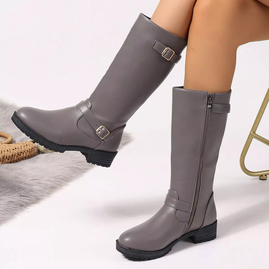Round Toe Block Heels Boots
