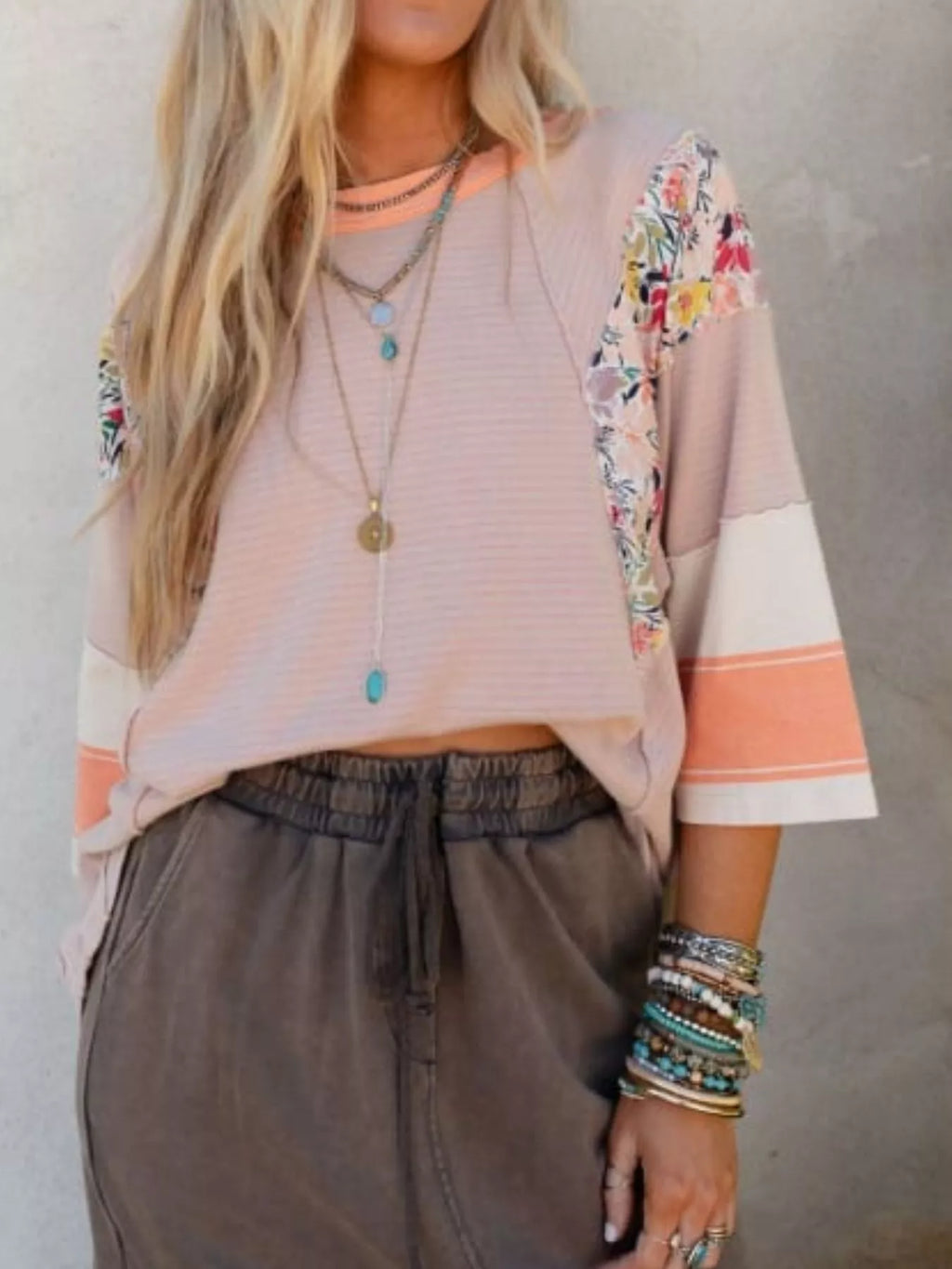 Striped Floral Long Sleeve T-Shirt