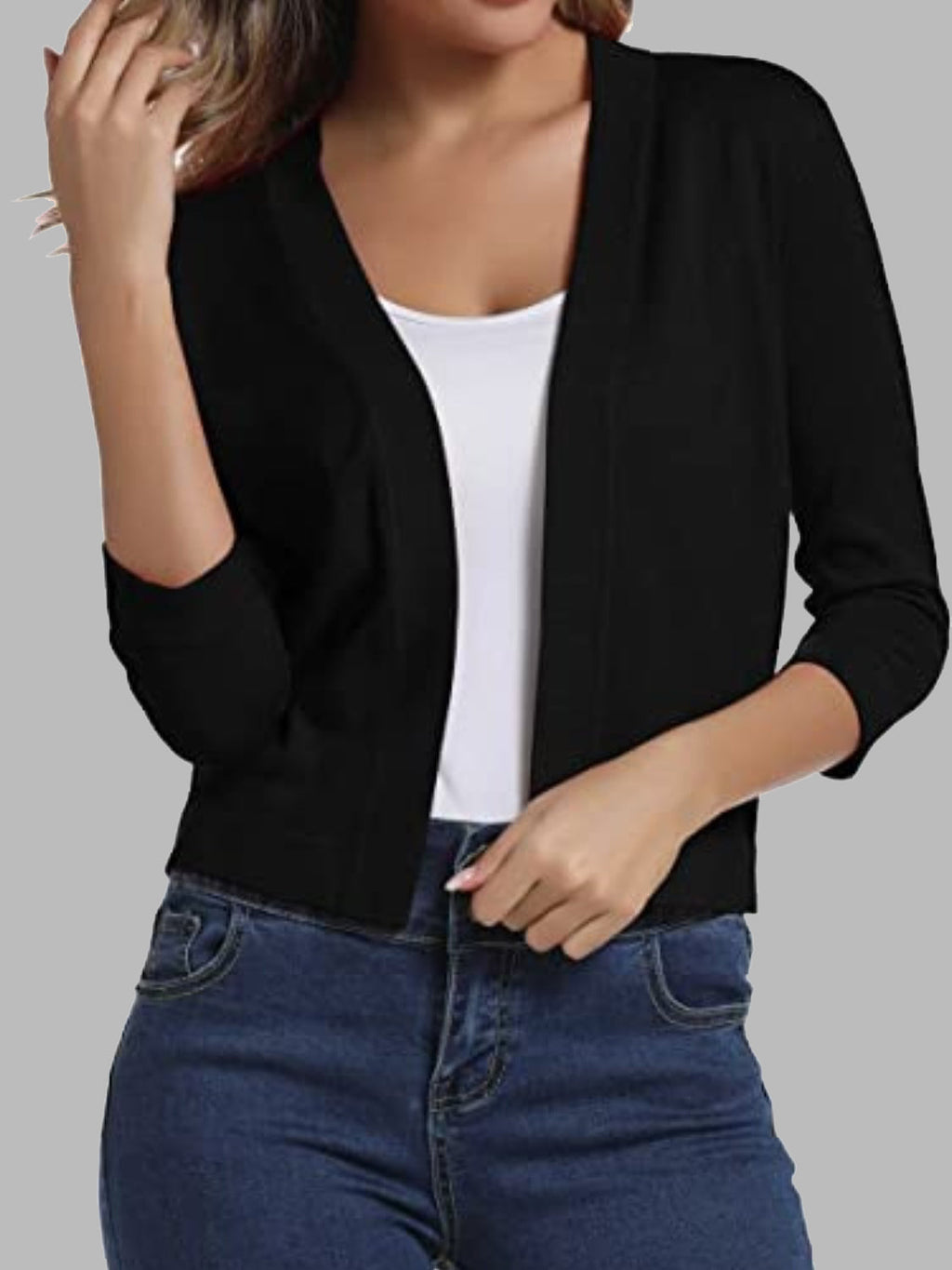 Viscose Blend Open Front Cardigan