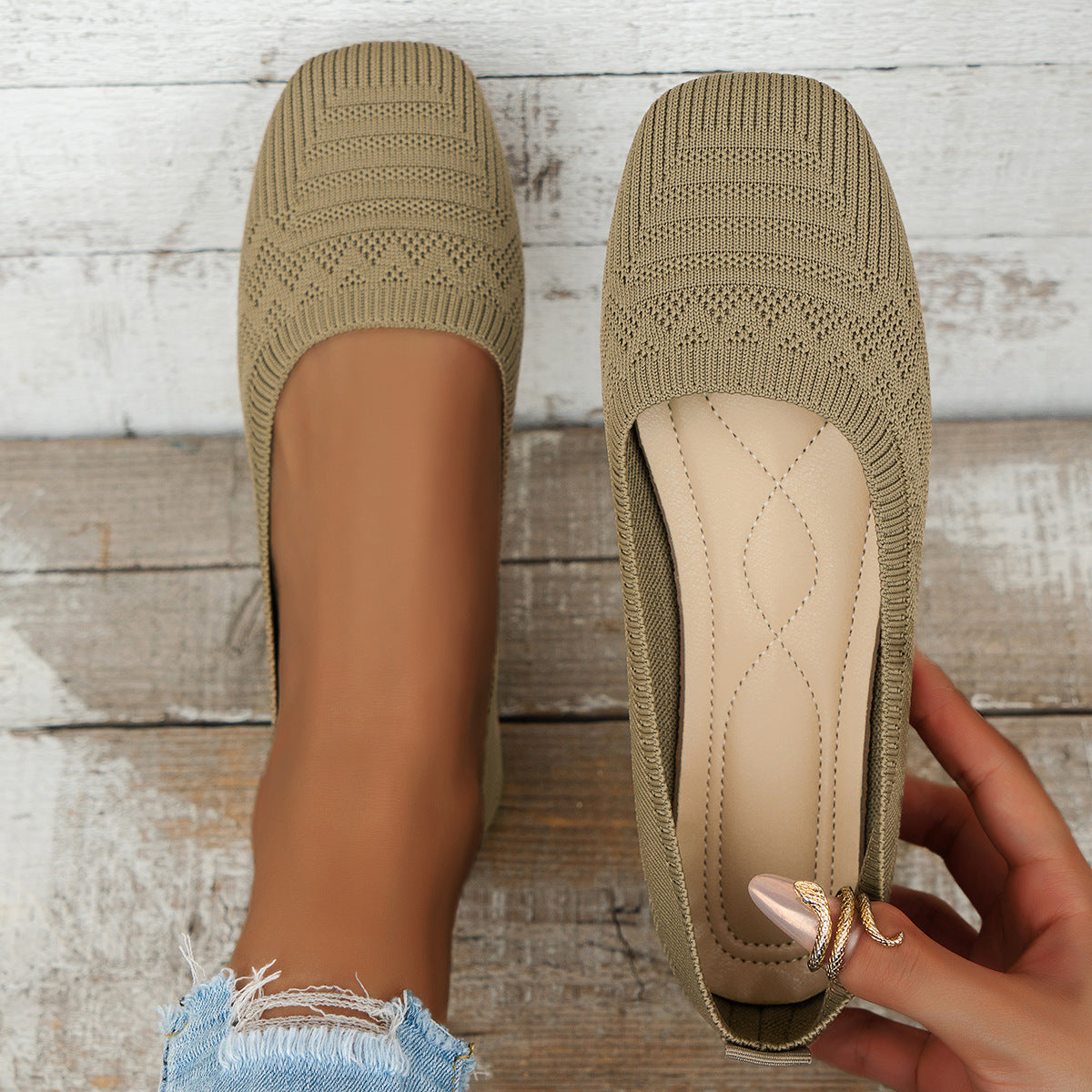 Women’s Knitted Slip-On Shoes | Plus Size Breathable Sneakers