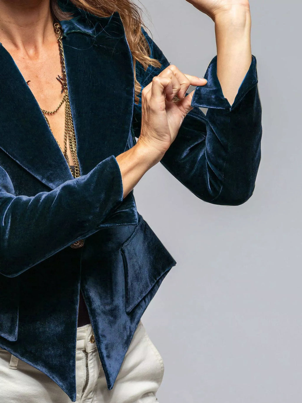 Velvet Lapel Collar One Button Blazer