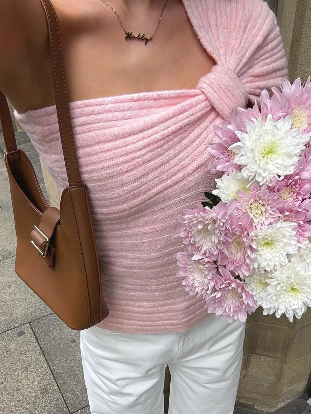 One Shoulder Ribbed Sweater