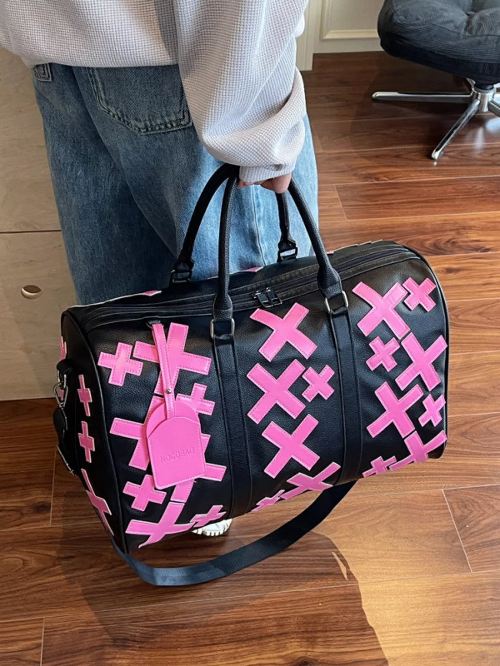 Colorful Cross Pattern Travel Duffel Bag