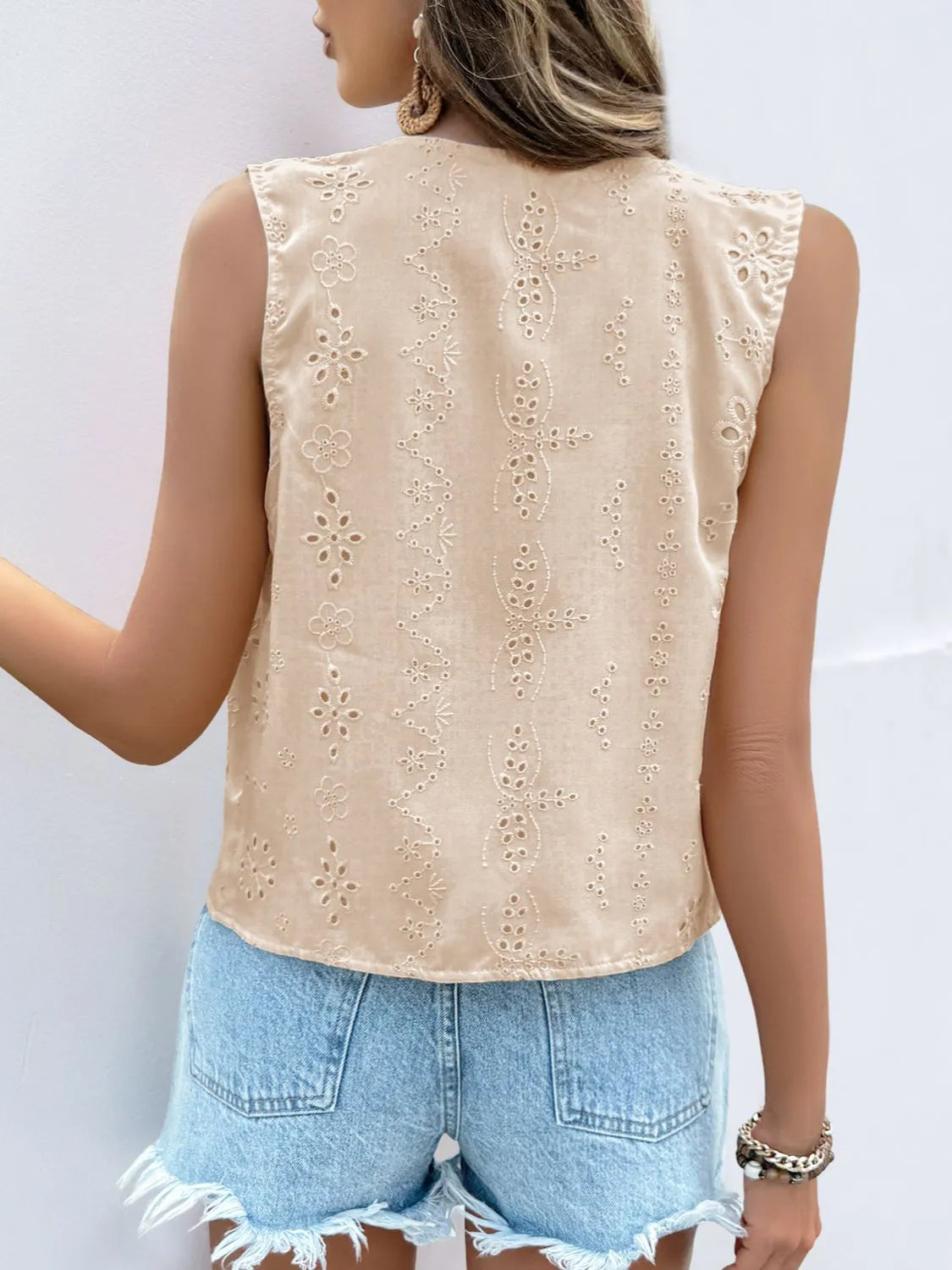 Eyelet Open Front Vest