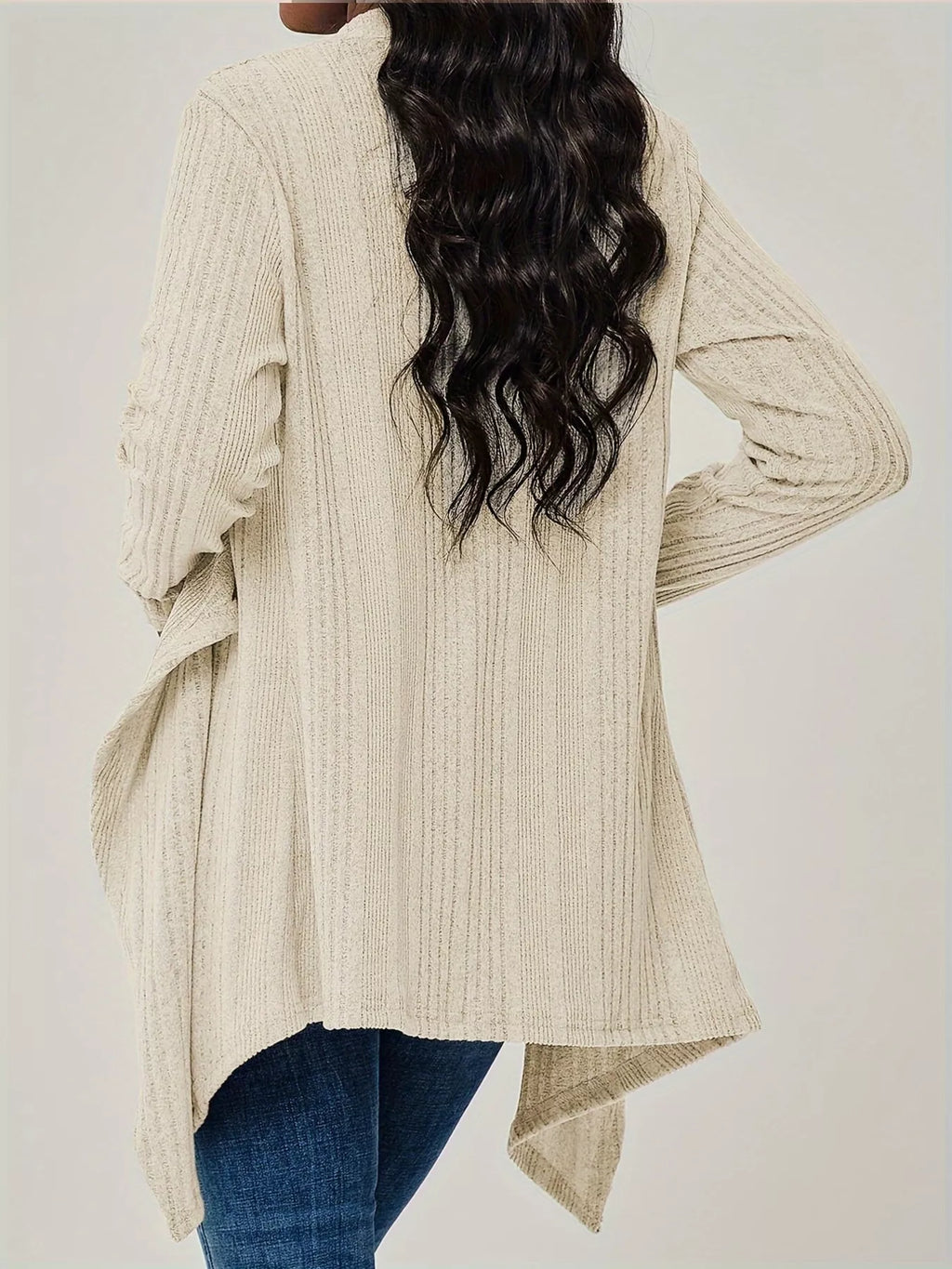 Ribbed Knit Open Front Cardigan