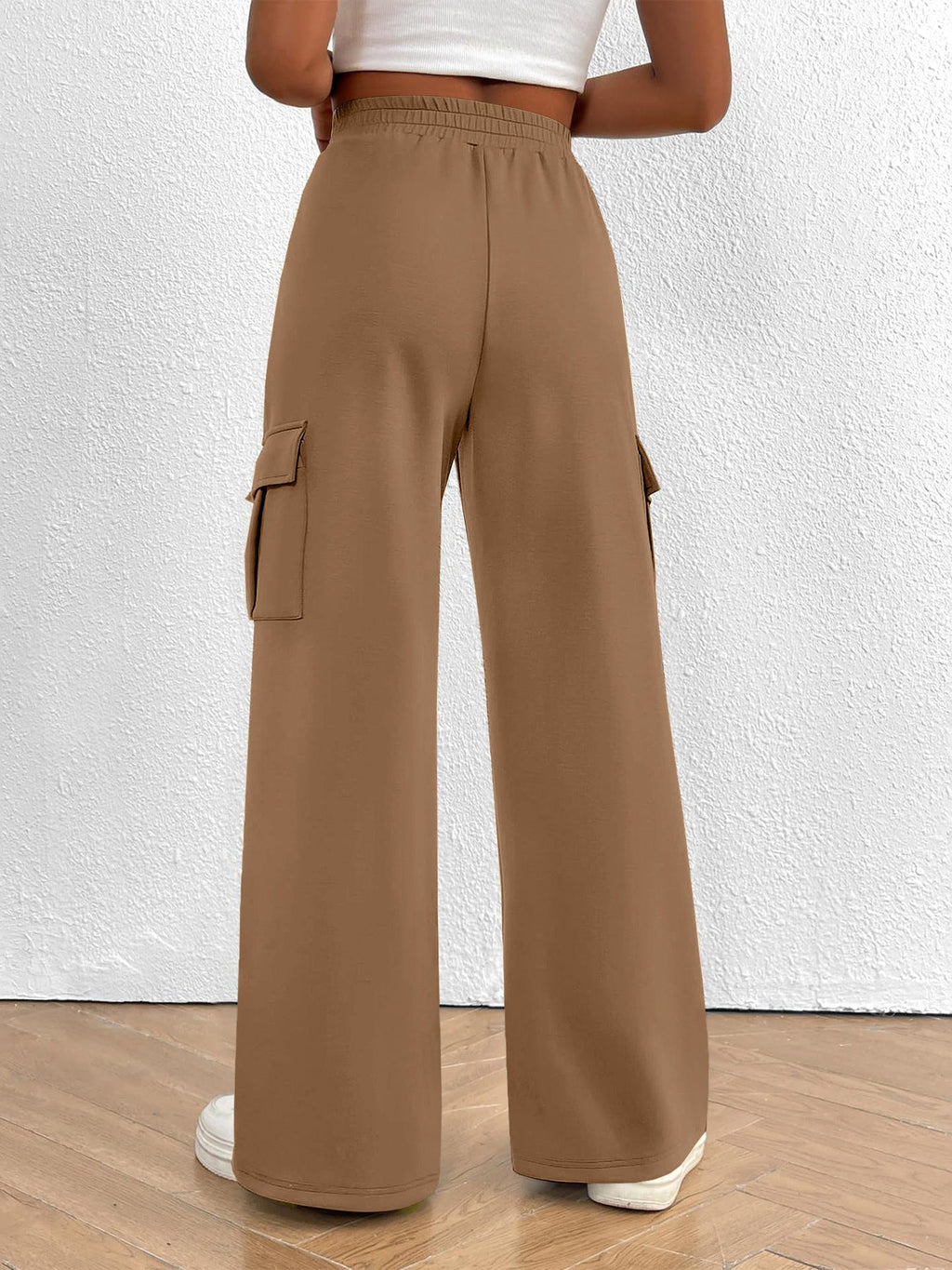 Casual High Waist Cargo Pants with Drawstring