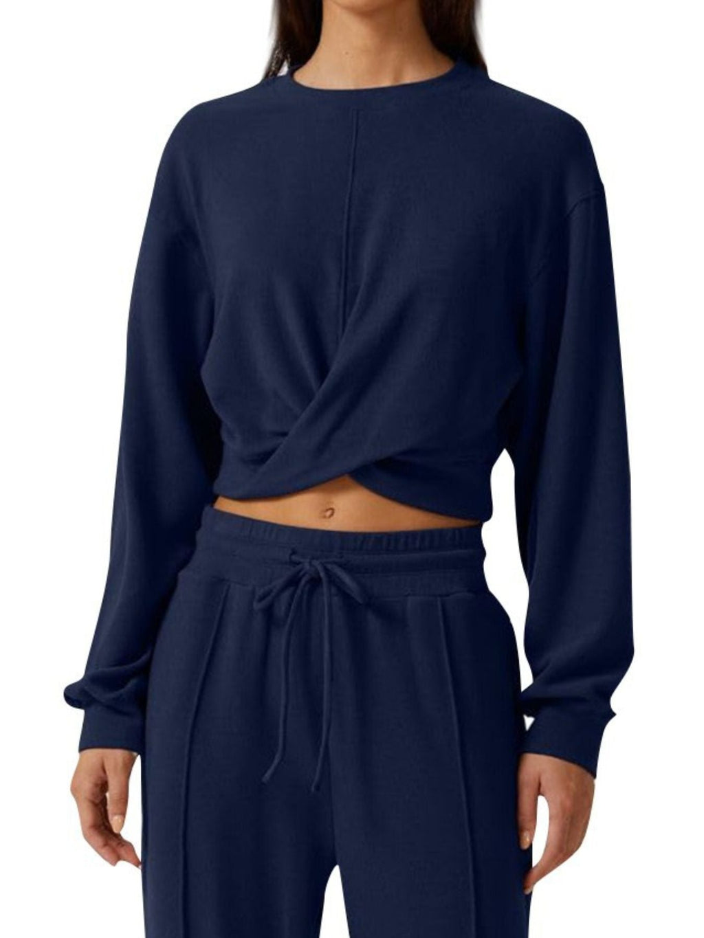 Twist-Front Long Sleeve Top and Pants Set