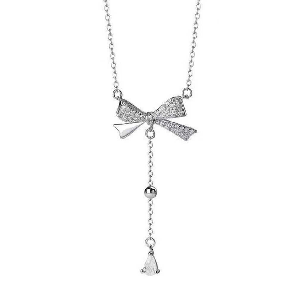 925 Sterling Silver Bow Pendant Necklace